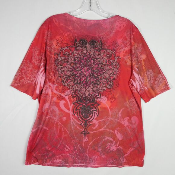 Appropriate Behavior Size XXL Short Sleeved Tunic BOHO Design Top Rhinestone - Picture 8 of 14